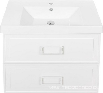 Тумба под раковину, с 1 выкатным ящиком, 776x469хh350мм, без раковины/столешницы, БЕЗ РУЧКИ, (цв.белый матовый),  ZZ La Fenice Cubo FNC-01-CUB-B-80