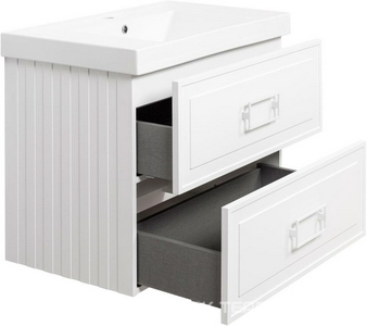 Тумба под раковину, с 1 выкатным ящиком, 776x469хh350мм, без раковины/столешницы, БЕЗ РУЧКИ, (цв.белый матовый),  ZZ La Fenice Cubo FNC-01-CUB-B-80