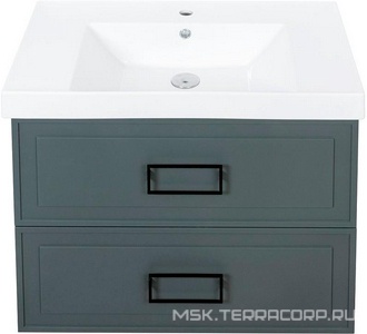 Тумба под раковину, с 2 выкатными ящиками, 776x469хh613мм, без раковины/столешницы, БЕЗ РУЧЕК, (цв.серый матовый),  ZZ La Fenice Cubo FNC-01-CUB-G-80-2