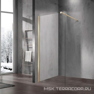 Душевая перегородка 1200хh2000мм, правая/левая, (стекло прозрачное 8мм, поперечн. укорачиваемый кронштейн 1200мм, фурнит.цв.золото мат.),  ZZ Vincea Walk-In VSW-1H120CLG
