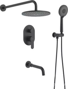 Смеситель для ванны с душем Ventas 3R, внутренняя часть в компл., верхний, ручной душ, см-ль, излив, цв. черный, ZZ Berges VENTAS 073008