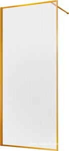 Душевая перегородка 900хh2000мм, правая/левая, (стекло рифленое 8мм Easy Clean, укорачиваемый кронштейн 1200мм, фурнит.цв.браш.золото),  ZZ Vincea Walk-In VSW-1HP900FLBG