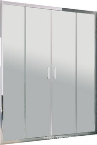 Дверь раздвижная двухсекционная ZP TUR NOVO h1900 150 08 01 профиль хром глянец, стекло прозрачное, покрытие BriteGuard, ZZ Vegas Glass ZP NOVO ZP TUR NOVO h1900 150 08 01