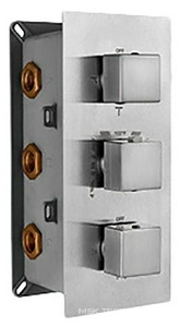 Смеситель-термостат, д/д, встраив. в стену, на 4-6 потребит, ручки квадр., встр.часть в компл., (цв.хром), RGW ZZ RGW Универсал 21140541-31