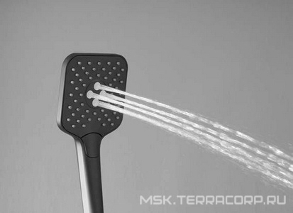 Смеситель-термостат для ванны(душа), со стационарным верхн.душем 25х25см., душевая лейка, шланг в компл., (цв.черный матовый),  ZZ Vincea Next VSFS-1N1TMB