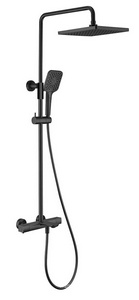 Смеситель-термостат для ванны(душа), со стационарным верхн.душем 25х25см., душевая лейка, шланг в компл., (цв.черный матовый),  ZZ Vincea Next VSFS-1N1TMB