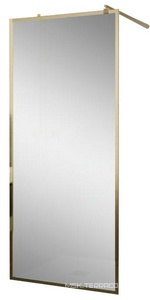 Душевая перегородка 900хh2000мм, правая/левая, (стекло прозрачное 8мм Easy Clean, укорачиваемый кронштейн 1200мм, фурнит.цв.золото BRUSH), Walk IN ZZ RGW Walk In 32101290-16