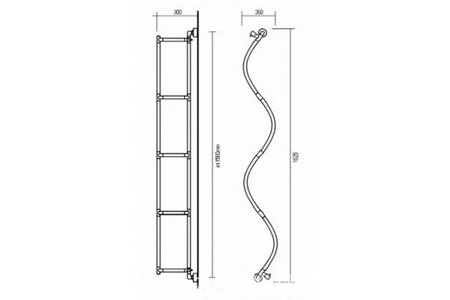 Полотенцесушитель вертикальный, h1625х260х300мм,  (ГВС, 6 bar) подключение int.1560мм, (цв. хром), краны, крепёж в компл. Margaroli  477 ZZ Margaroli Onda 477 CR
