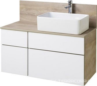 Тумба подвесная  100, 46*100*52 см, цвет дуб эндгрейн, без раковины, ZZ Aquaton Мишель 1A244101MIX40