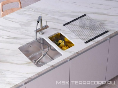 Мойка кухонная 440x380 мм, нерж. сталь 0,8 мм, в комплекте крепёж, донный клапан, сифон, цв.нержавеющая сталь ZZ Omoikiri tadzava 4993077