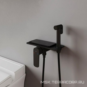 Комплект гигиенического душа (смеситель с внешней и встраив.частью, лейка, шланг ), цв.черный матовый Iddis Axes AXEBLSHi08