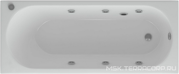 Акриловая ванна Акватек Оберон 160 с гидромассажем и экраном| 160x70x43