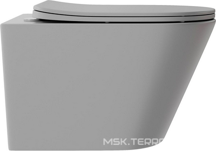 Унитаз подвесной 525х360мм, безободковый, сиденье с микролифтом, крепёж в компл., (цв.серый матовый),  Aqueduto Cone CON0130