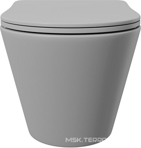 Унитаз подвесной 525х360мм, безободковый, сиденье с микролифтом, крепёж в компл., (цв.серый матовый),  Aqueduto Cone CON0130