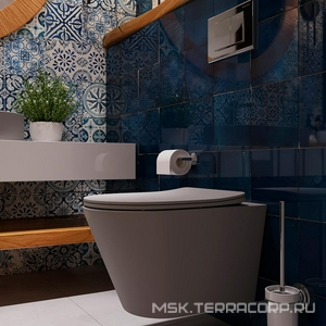 Унитаз подвесной 525х360мм, безободковый, сиденье с микролифтом, крепёж в компл., (цв.серый матовый),  Aqueduto Cone CON0130