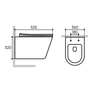 Унитаз подвесной 525х360мм, безободковый, сиденье с микролифтом, крепёж в компл., (цв.серый матовый),  Aqueduto Cone CON0130