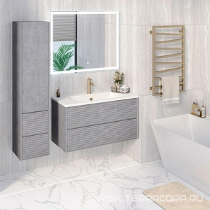 Тумба подвесная 100 см, без раковины, 2 выдвижных ящика,  цвет дымчатый серый Aqua de Marco PARMA 20100GRPAR