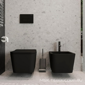 Унитаз подвесной 520х370мм, безободковый, сиденье с микролифтом, крепёж в компл., (цв.черный матовый),  Aqueduto Macio MAC0140