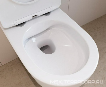 Унитаз подвесной 525х360мм, безободковый, сиденье с микролифтом, крепёж в компл., (цв.белый матовый),  Aqueduto Cone CON0120