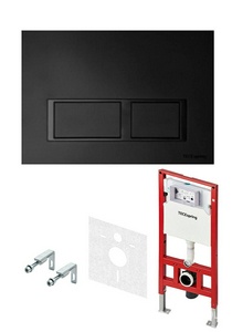 К-т д/установки подвесн.унитаза,(застен.модуль, крепёж, прокладка звукоиз, панель 2-го смыва пласт.цв.ЧЕРНЫЙ мат.,контур клавиш черн.), V Tece TECEspring S955204