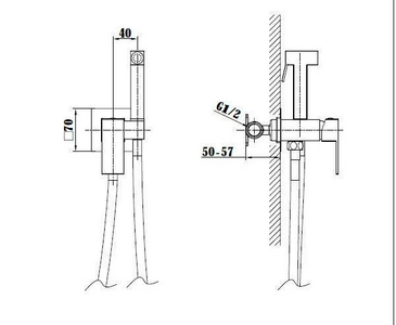 Смеситель совмещённый с гигиеническим душем, (готовый комплект: лейка, шланг, скрытая часть), (цв.хром), Vincea ZZ Vincea Универсал VHFW-102CH