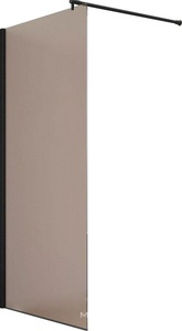 Душевая перегородка универсальная, неподвижная, 116-118x1995 см, профиль черный матовый, стекло бронза, ZZ Vegas Glass EAF EAF NOVO h2000 116 02М 05