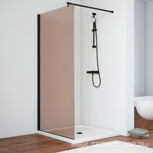 Душевая перегородка универсальная, неподвижная, 116-118x1995 см, профиль черный матовый, стекло бронза, ZZ Vegas Glass EAF EAF NOVO h2000 116 02М 05