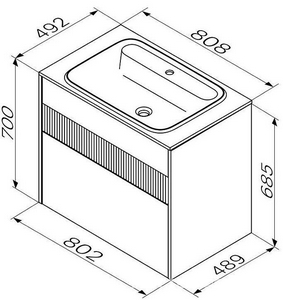 Тумба подвесная 80 см, БЕЗ РАКОВИНЫ, 2 выдв. ящ, цв.белый матовый ZZ AMPM FUNC M8FFUX0802WM