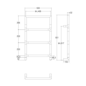 Полотенцесушитель Art.5-582AQ/CR 850,5х500мм (Эл.+Box подкл. СПРАВА), Margaroli ZZ Margaroli Sereno 5-582AQ CR (Эл.+Box СПРАВА)
