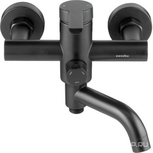 Смеситель для ванны с поворотным изливом и верхним поключением, (цв.черный),  ZZ Swedbe Diana 1035B