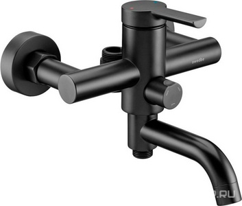 Смеситель для ванны с поворотным изливом и верхним поключением, (цв.черный),  ZZ Swedbe Diana 1035B