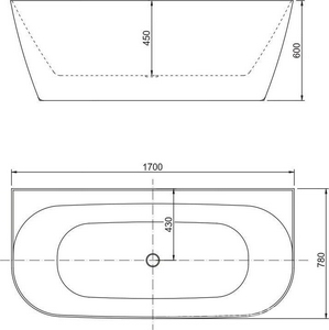 Ванна 1700x780хh600мм, пристенная, интегрированный слив-перелив, д/к цв.хром в компл., (акрил снаружи цв.черный гл, внутри цв.белый гл),  3 ZZ Allen Brau Priority 2.31003.20/AM