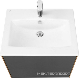 Тумба подвесная 60 см, без раковины Элина 60 см 1WH501606, 2 выдвижн.ящика, цв. графит софт / дуб веллингтон ZZ Aquaton Сохо 1A258001AJA00