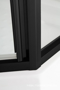 Душевой уголок 900х900хh1900мм, пятиугольн., дверь с 2 неподв. сегментами, вход 585мм, (стекло прозрачн.6мм, фурн.цв.черный матовый),  ZZ Cezares Eco ECO-O-P-1-90-C-NERO