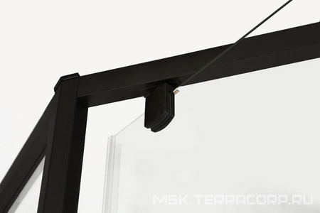 Душевой уголок 900х900хh1900мм, пятиугольн., дверь с 2 неподв. сегментами, вход 585мм, (стекло прозрачн.6мм, фурн.цв.черный матовый),  ZZ Cezares Eco ECO-O-P-1-90-C-NERO