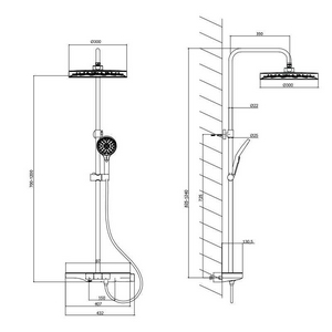 Смеситель-термостат для душа, со стационарным верхн.душем 30см., душевая лейка, шланг в компл., (цв.,белый матовый),  ZZ Vincea Inspire VSFS-3I12TW
