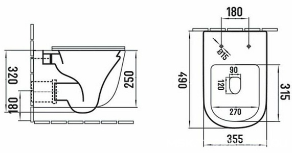 Унитаз подвесной, безободковый, 490x355x320мм, сиденье с микролифтом, (цв.антрацит матовый),  ZZ Vincea Evo VT1-34SMA