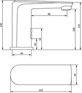 Сенсорный cмеситель для раковины, излив 112 мм, поверхность глянцевый хром, латунь, БЕЗ д/к, ZZ RedBlu Origin Evo 2 780290000