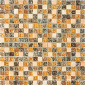 Мозаика Мастера Керамики Glass 704 из оникса и стекла (чип 15x15) 30х30