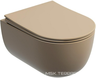 Унитаз подвесной, безободковый, с крышкой микролифт, цвет капучино матовый ZZ Ceramica Nova Modena CN6063MC