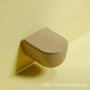 Унитаз подвесной, безободковый, с крышкой микролифт, цвет капучино матовый ZZ Ceramica Nova Modena CN6063MC