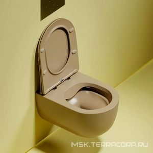 Унитаз подвесной, безободковый, с крышкой микролифт, цвет капучино матовый ZZ Ceramica Nova Modena CN6063MC