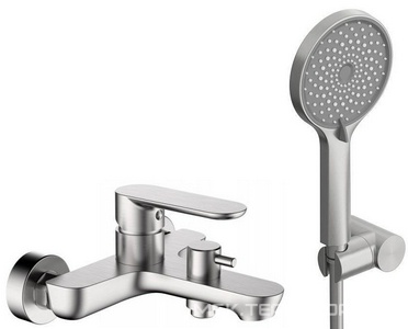 Смеситель для ванны, лейка, шланг, кронштейн в компл., (цв.сатин),  ZZ Cezares Stylus STYLUS-VD-IN