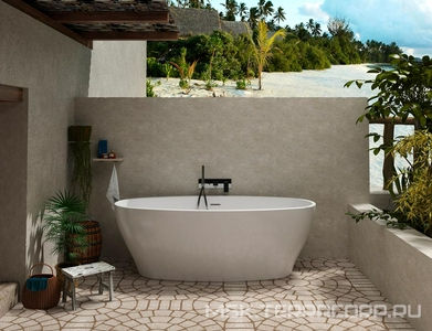 Ванна акриловая  1700х800х580 мм свободностоящая, с сифоном и металлической рамой, цвет белый, ZZ Azario CRANSTON CRA17080