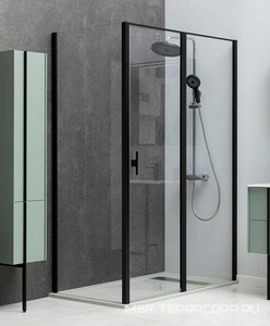 Боковая стенка 1000хh2000мм, для двери д/д, правая/левая, (стекло прозрач.6мм Easyclean, фурнит. цв.черн.браш.алюм.),  ZZ Allen Brau Priority 3.31021.BBA