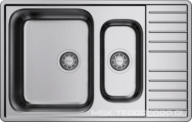 Мойка кухонная Sagami 79-2-IN встраиваемая сверху, 79x50x18 см, сифон в компл., пов