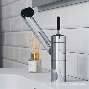 Смеситель для раковины, поворотный излив 186мм, (корпус цв.хром, ручка цв.чёрный),  Damixa Arc 290217464