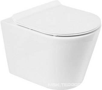 Унитаз подвесной, безободковый, 515x355x365мм, сиденье с микролифтом, крепеж в компл.,  ZZ BelBagno Flay-R BB053CHR/SC