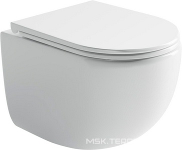 Унитаз подвесной, безободковый, смыв Торнадо, тонкая крышка-сиденье микролифт в комплекте, белый Ceramica Nova Up CN4007