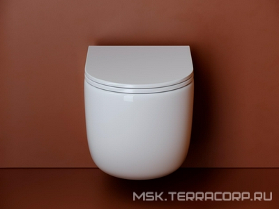 Унитаз подвесной, безободковый, смыв Торнадо, тонкая крышка-сиденье микролифт в комплекте, белый Ceramica Nova Up CN4007